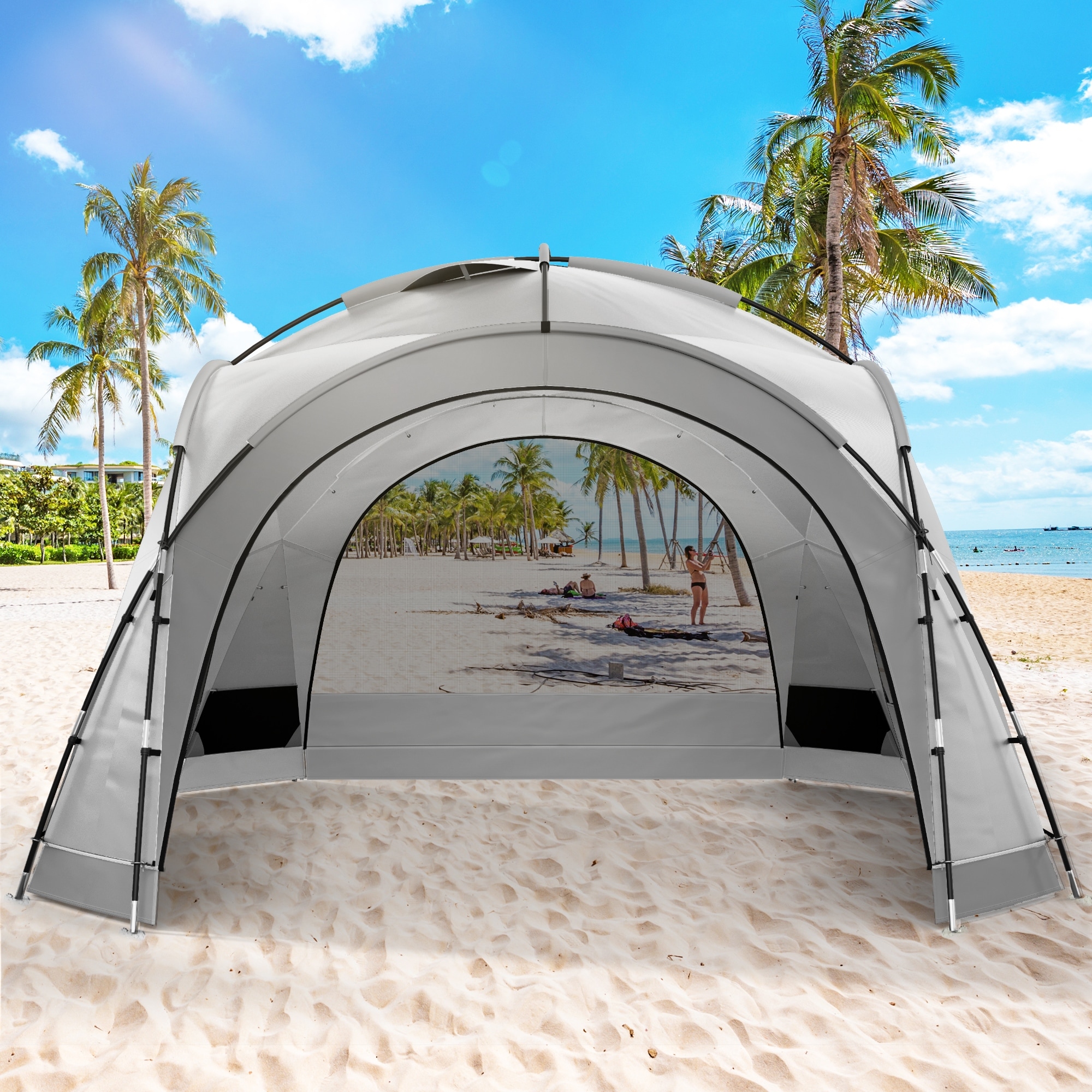 Portable 10 Person Beach Tent Canopy UPF50 Dome Tent Sun Shelter